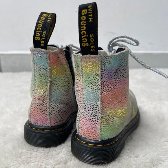 Dr. Martens #1460 Kid's Pascal T Rainbow Glitter Boots Lace Up Shoes Size US 8 - Picture 4 of 10